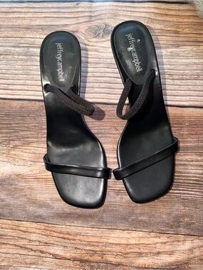 Jeffrey Campbell Black Minimalist Stiletto Slide Sandals